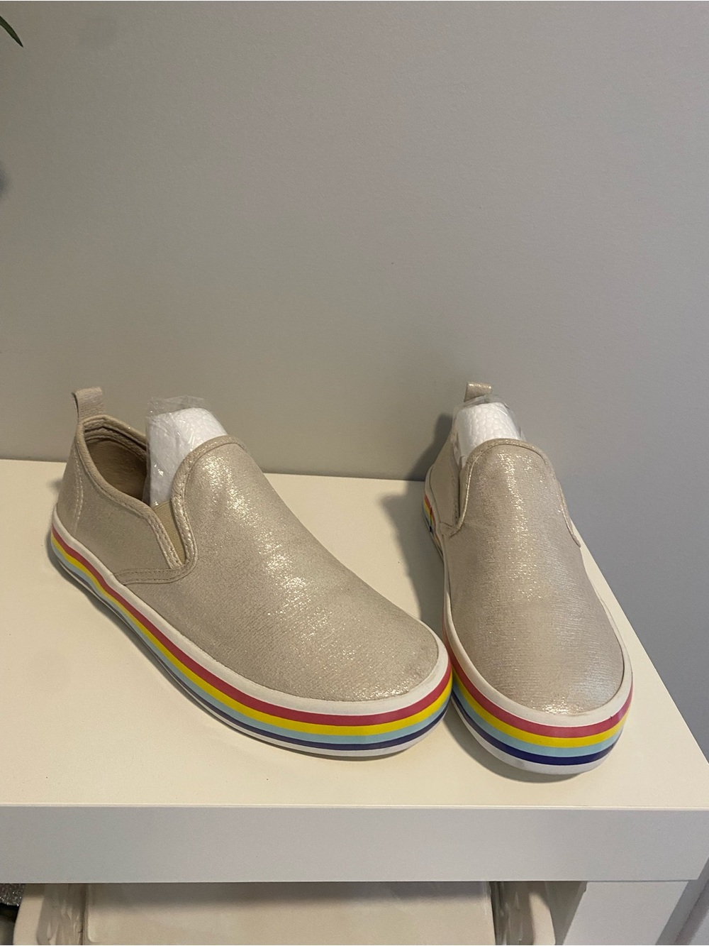 $12 Bundle Item or Buy Now - Slip-On Sneakers with Rainbow Stripe Sole